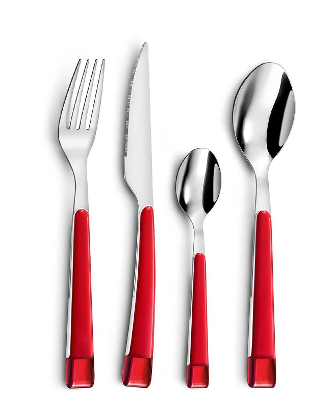 Shatter-resistant glass plates-Amefa Guimauve 16 Piece Cutlery Set - Red