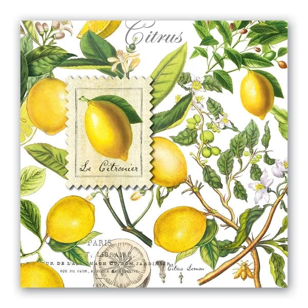 Sleek ceramic dinner plates-Michel Design Works Luncheon Napkins ~ Lemon & Basil