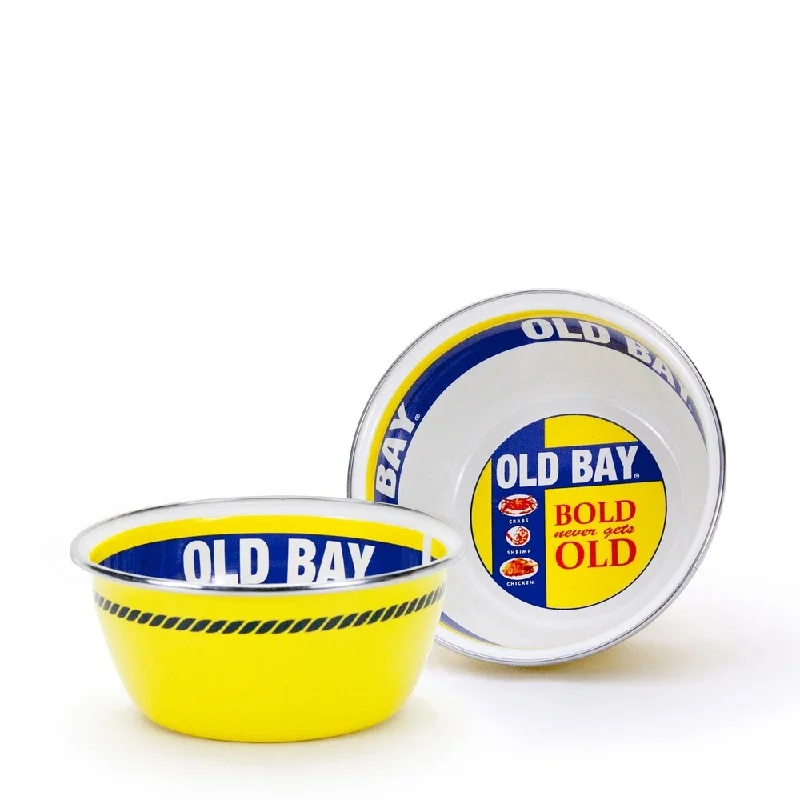 Compact camping tableware-Golden Rabbit Old Bay Enamelware Salad Bowls (Pack of 4)