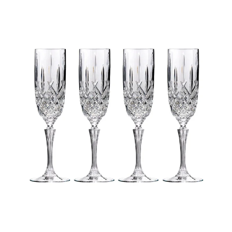 Shatter-resistant glass tumblers-Waterford Marquis Markham Flutes Set of 4