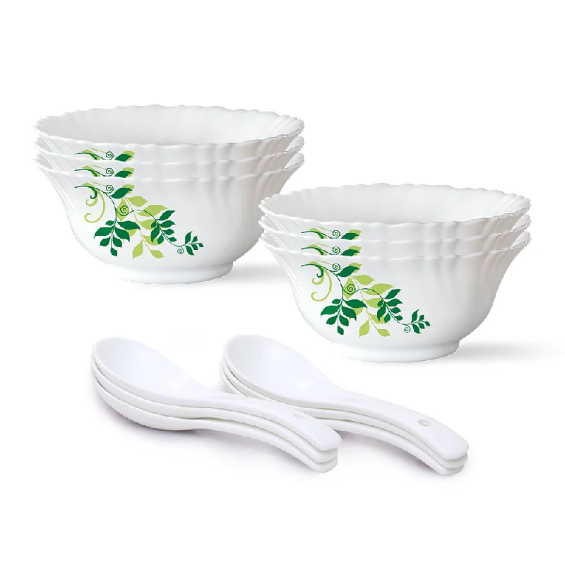 Shatter-resistant glass plates-Larah by Borosil Fern Soup Bowl Set