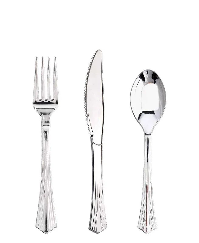 Compact travel dinnerware kits-Kitchen Life Plastic Cutlery 18 Piece - Silver