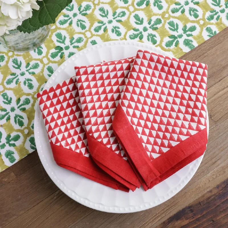 Bold purple serving trays-Red Triangle Napkin | Set of 4