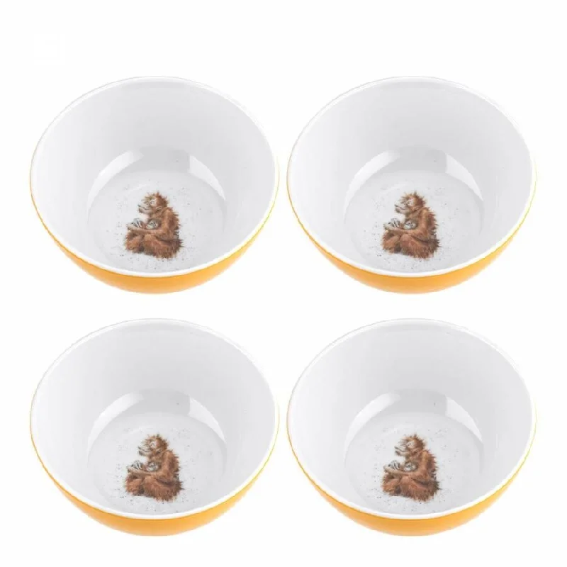 Classic glass teapot sets-Royal Worcester Wrendale Designs Orangutan Bowls Set of 4 - 6 inch