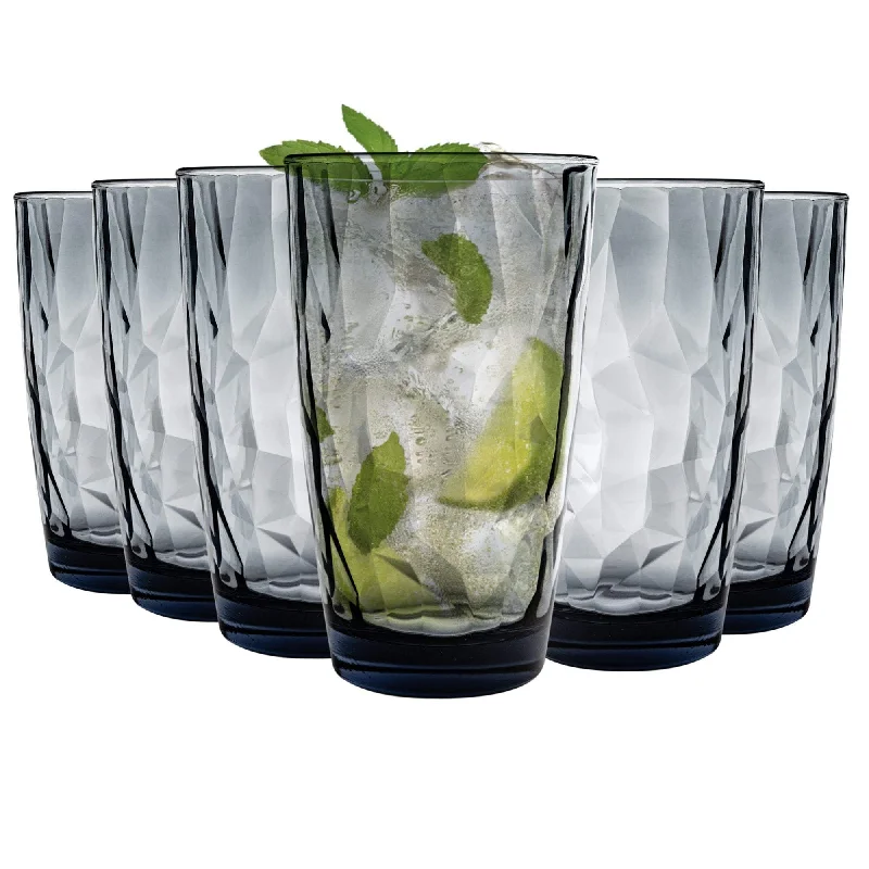 Elegant green porcelain cups-470ml Diamond Highball Glasses - Pack of Six