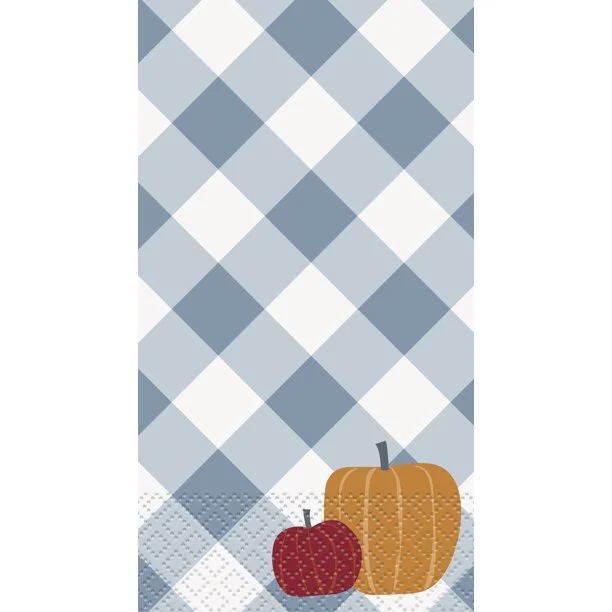 Compact travel dinnerware kits-Pumpkin Gingham Guest Towel Napkins | 16ct