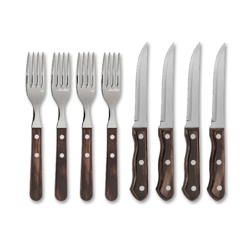 Modern ceramic dessert plates-BBQ Set: 4 Steak Knives & 4 Forks