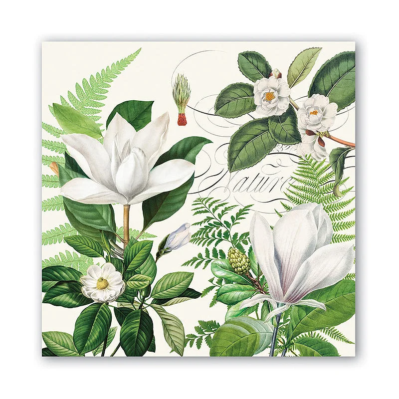 Hand-painted porcelain teapots-Michel Design Works Luncheon Napkins ~ Magnolia Petals