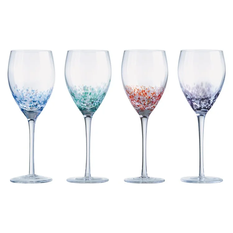 Large glass iced tea cups-Speckle Wine Glasses Set of 4