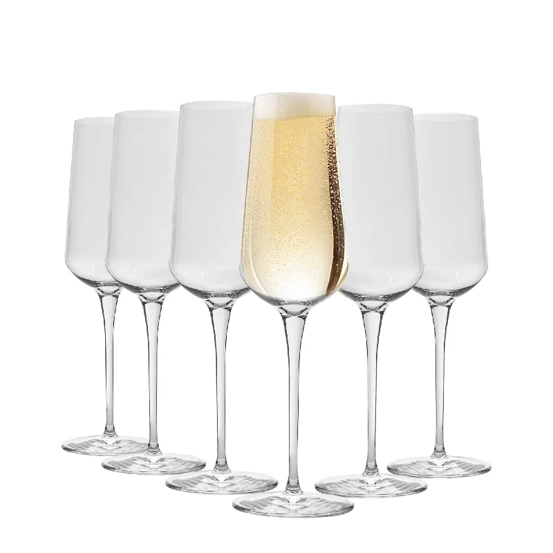 Shatter-resistant glass tumblers-285ml Inalto Uno Champagne Flutes - Pack of Six