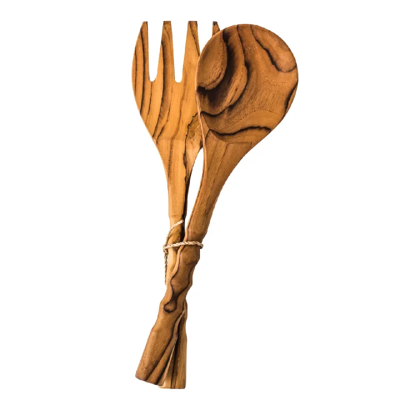 Bamboo Cut Teak Salad Servers