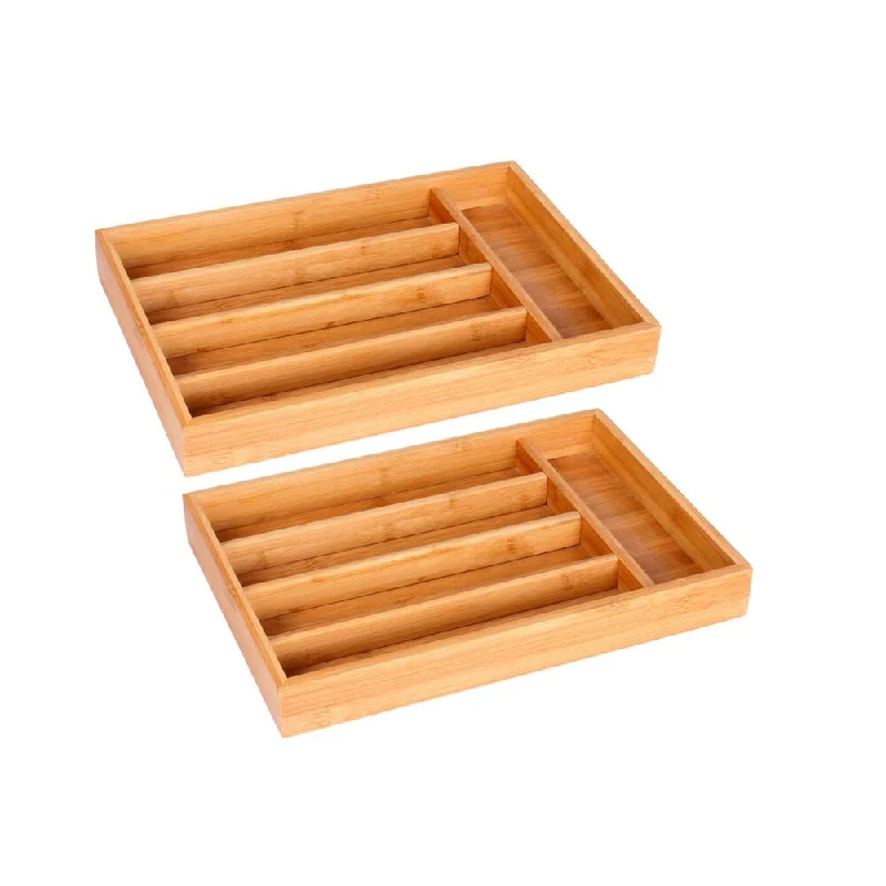 Microwave-safe glass bowls-Bamboo Cutlery Tray (2-pack)