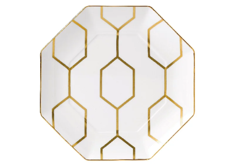 Stylish silver-plated cutlery-Wedgwood Gio Gold Octagonal Side Plate White 23cm