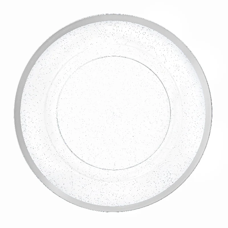 Glossy white tableware sets-Silver Glitter 13″ Round Plastic Charger Plate - 4 Pack