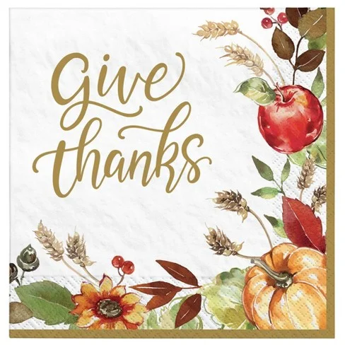 Modern porcelain serving dishes-Grateful Day Thanksgiving Give Thanks Dinner Napkins | 36ct