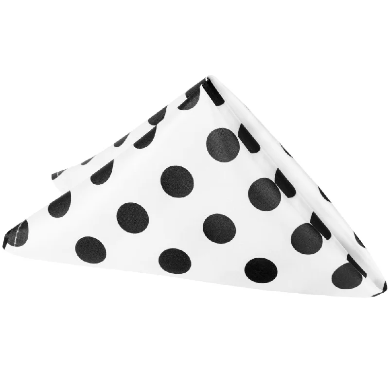 Microwave-safe glass bowls-Polka Dot 20"x20" Satin Napkin - Black & White