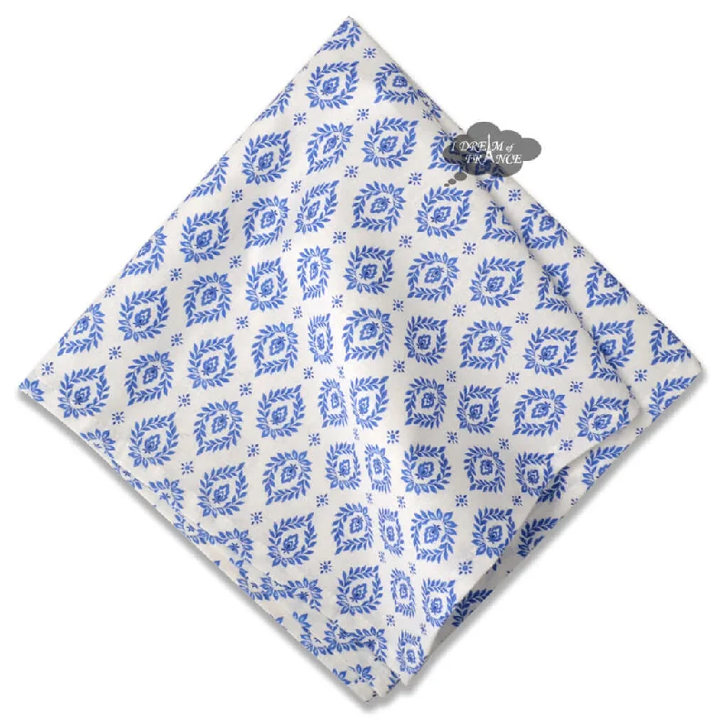 Artisan ceramic dinner trays-Sormiou Blue & White Provence All-Over Cotton Napkin by Label France