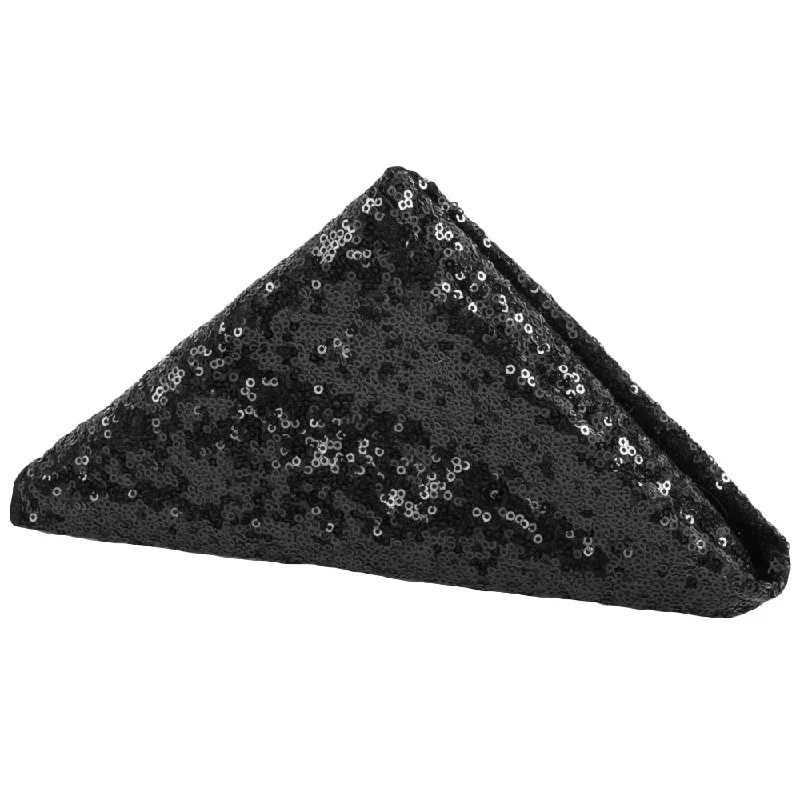 Lightweight bamboo platters-Glitz Sequin Napkin 20"x20" - Black