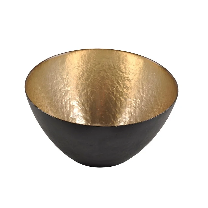 Artisan pottery soup bowls-Ice Glass Serve Bowl 8" Dia (72650 Set of 4)- ST - Champagne & Black