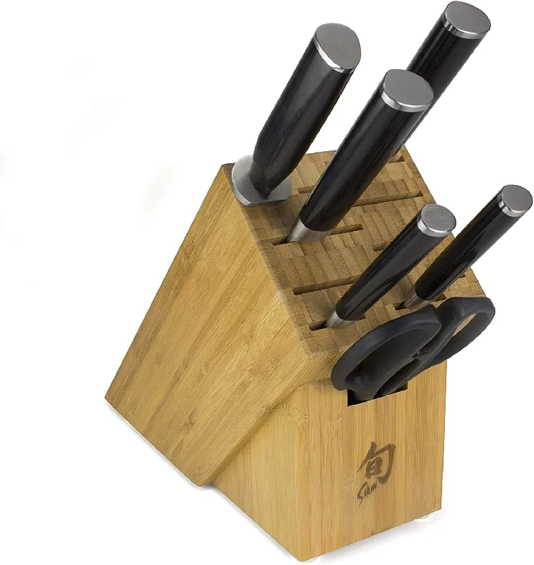 Rustic stainless steel spoons-Shun 7-piece Block Set