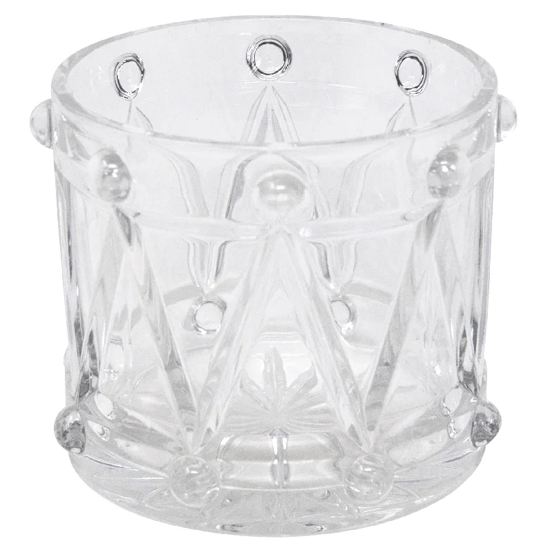 Artisan glass serving bowls-Clear Drum Ice Bucket