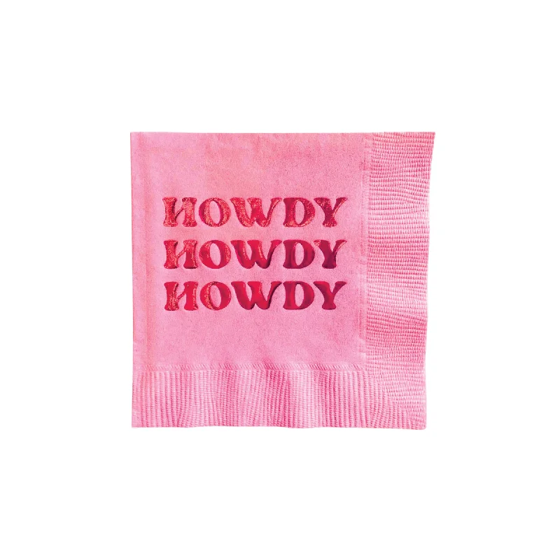 Shatter-resistant glass plates-Pink Howdy Howdy Howdy Dessert Napkins 20ct