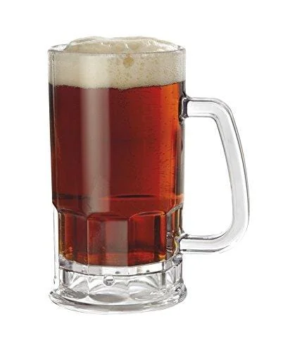 Elegant crystal juice glasses-GET Shatter-Resistant Plastic Beer Mug / Stein, 20 Ounce, BPA Free, 00085-1-SAN-CL-EC (Set of 4)