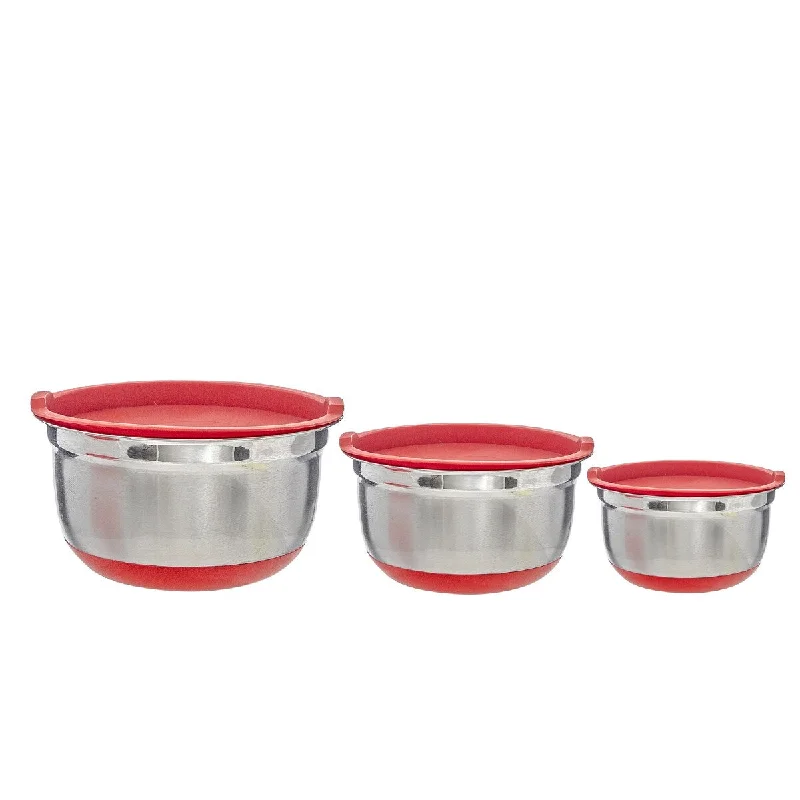 Minimalist glass dessert dishes-German Bowl With Red Lids And Anti Skid Base