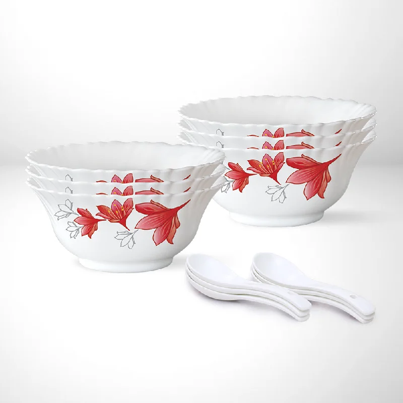 Vintage polka dot dishes-Larah by Borosil Ruby Soup Bowl Set