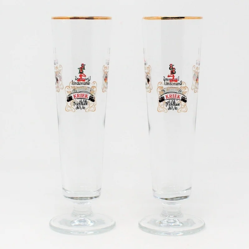 Retro checkered teacups-Beer / Flute, Lindemans Authentic Lambic Brewery, Set of 2