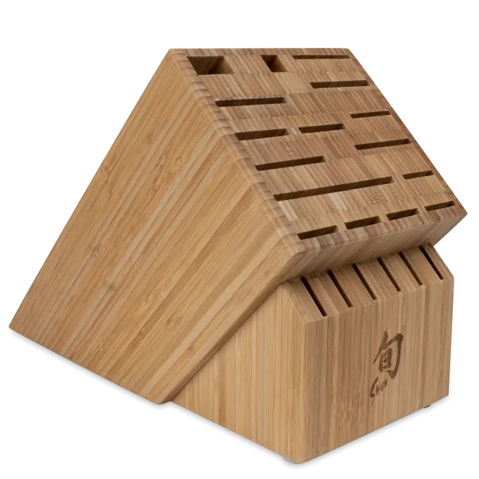 Durable stainless steel forks-Shun 22-Slot Bamboo Block