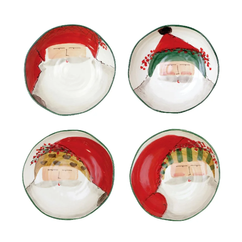 Sleek ceramic dinner plates-Old St. Nick Assorted Pasta Bowls - Set of 4