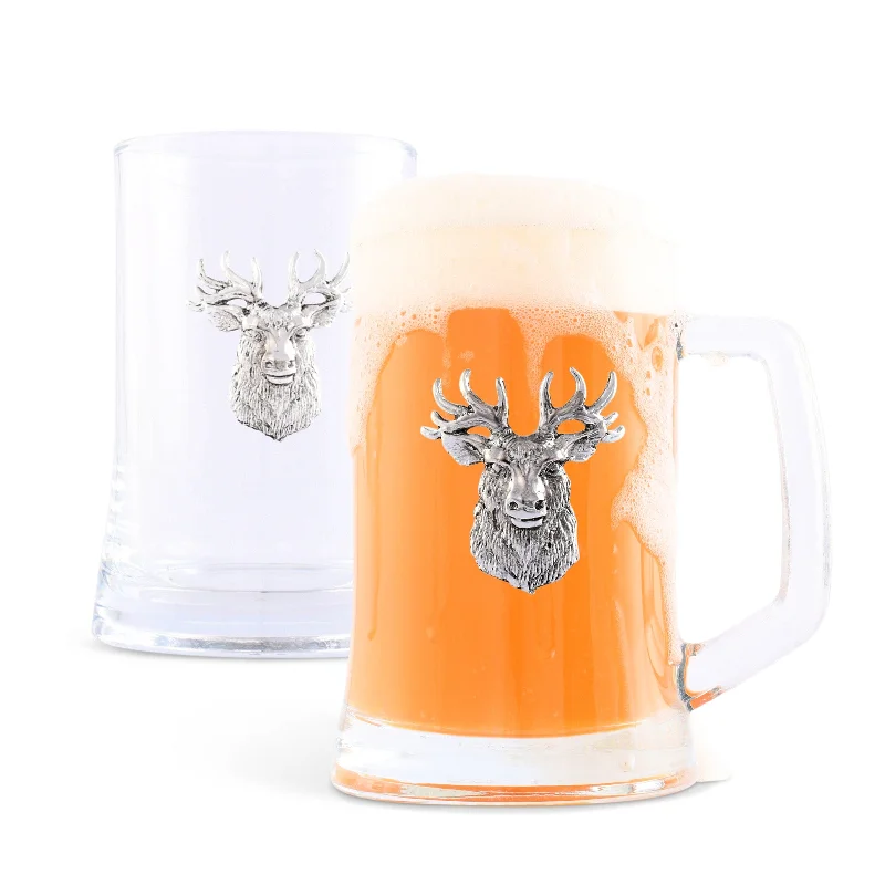 Sustainable wooden drinking cups-Elk Head Beer Mugs - Set of 2