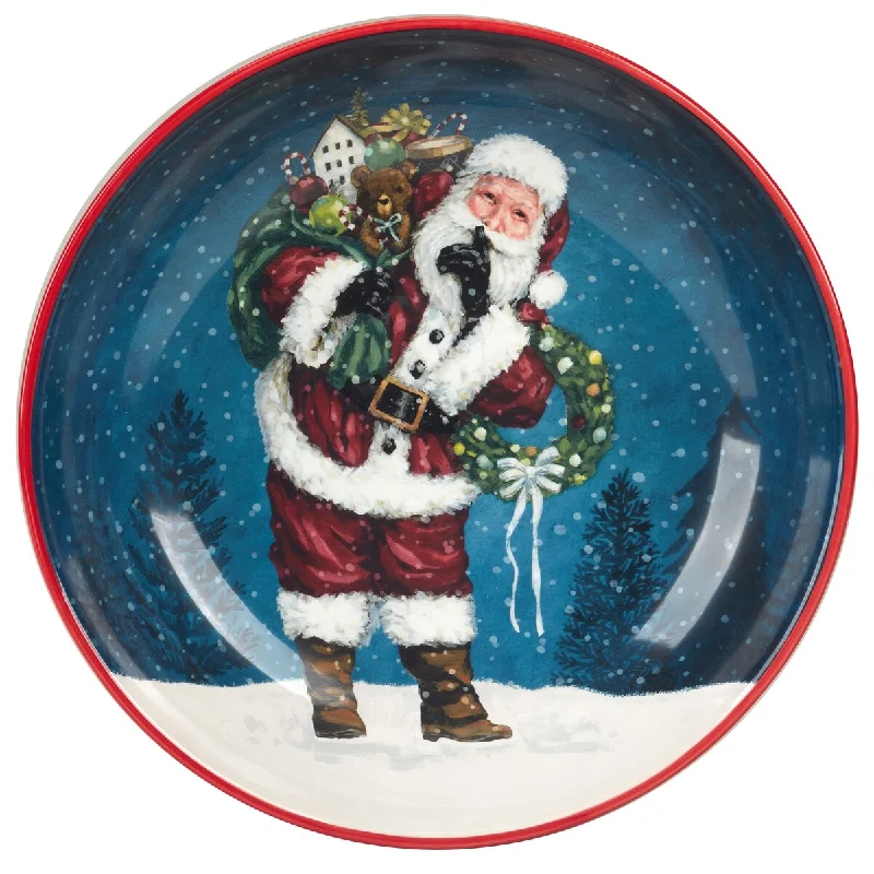 Festive Thanksgiving tableware-Certified International Santa's Secret Serving/Pasta Bowl 13" x 3" - 13" Diameter x 3"