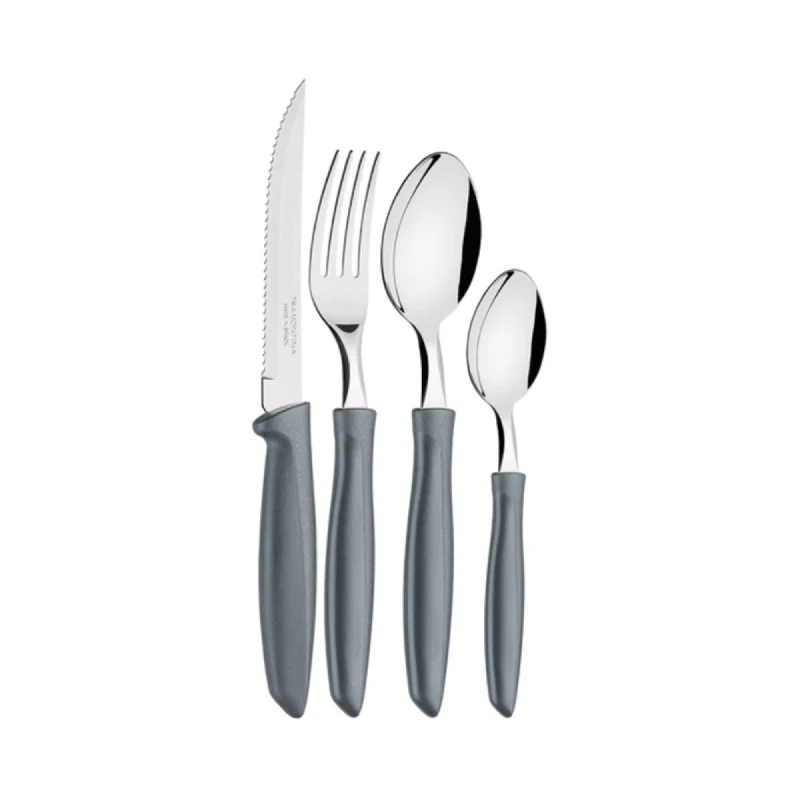 Handmade pottery dinnerware-Tramontina 16 Piece Cutlery Set Silver