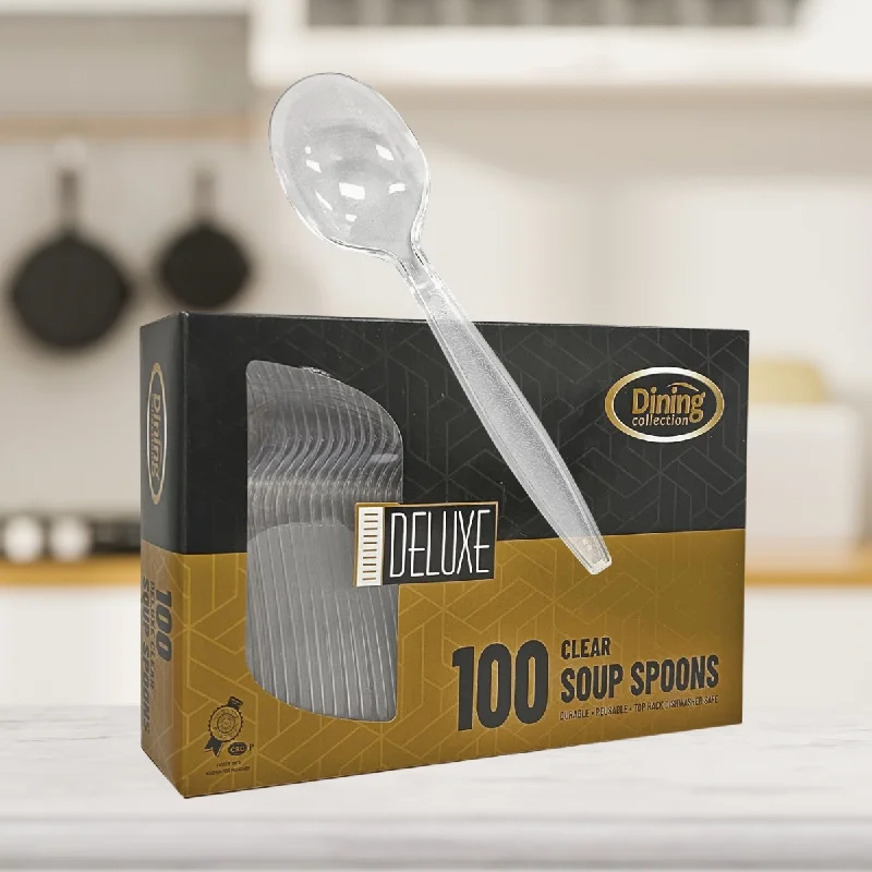 Retro ceramic serving platters-Dining Collection Deluxe Soupspoons (Box) - Clear Plastic - 100 ct. (#06460)