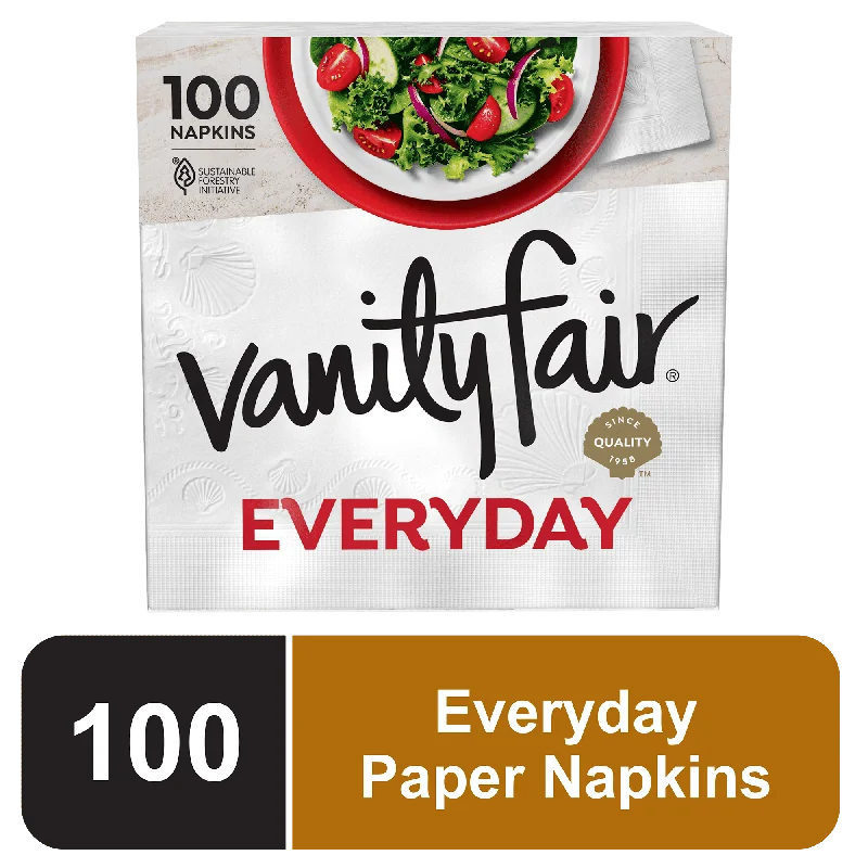 Luxury gold wine glasses-Vanity Fair Everyday Disposable Paper Napkins, White, 100 Count