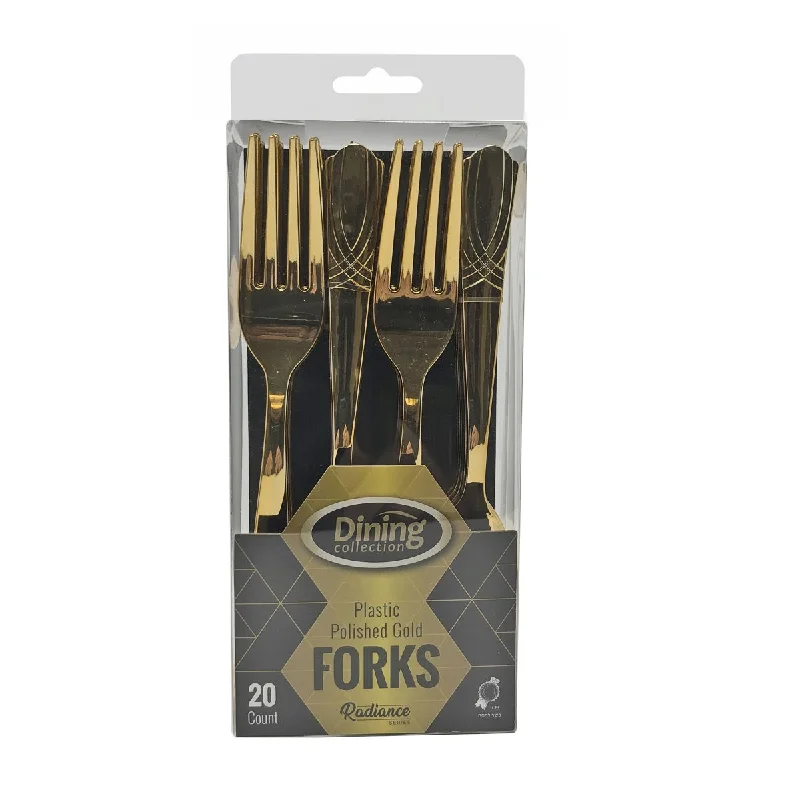 Novelty kids’ animal cutlery-Dining Collection Plastic Polished Gold Forks  (#08602)