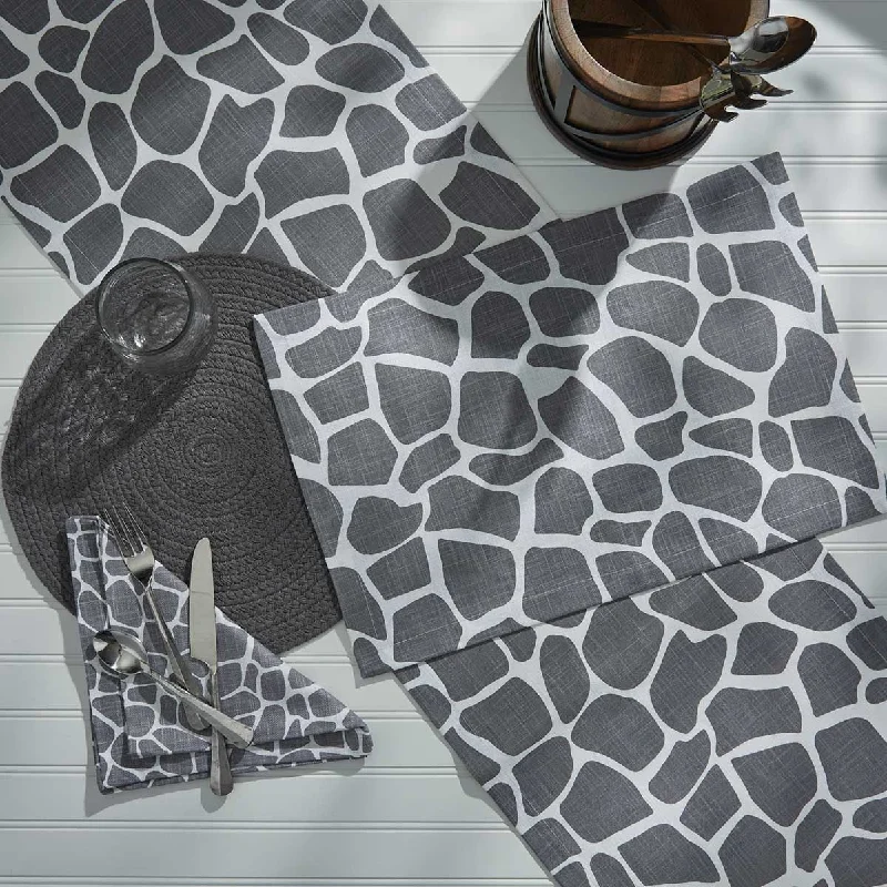 Sleek stainless steel trays-Giraffe Printed Napkin - Gray Set of 4  Park Designs