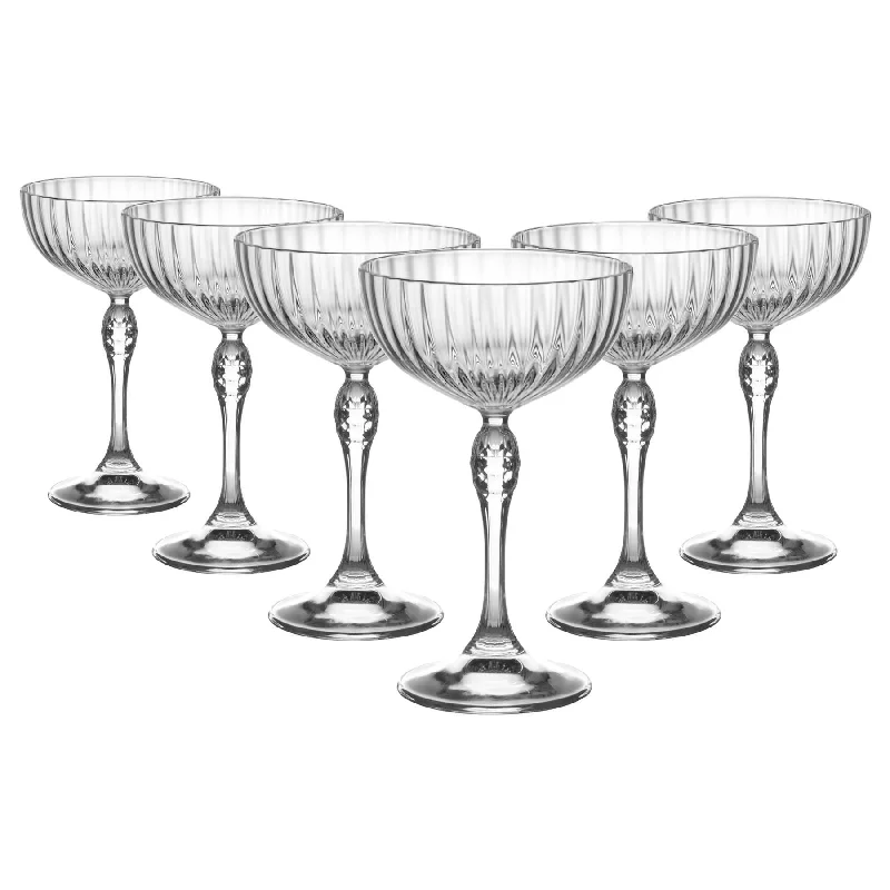 Frosted glass coffee tumblers-230ml America '20s Champagne Cocktail Saucers - Pack of Six