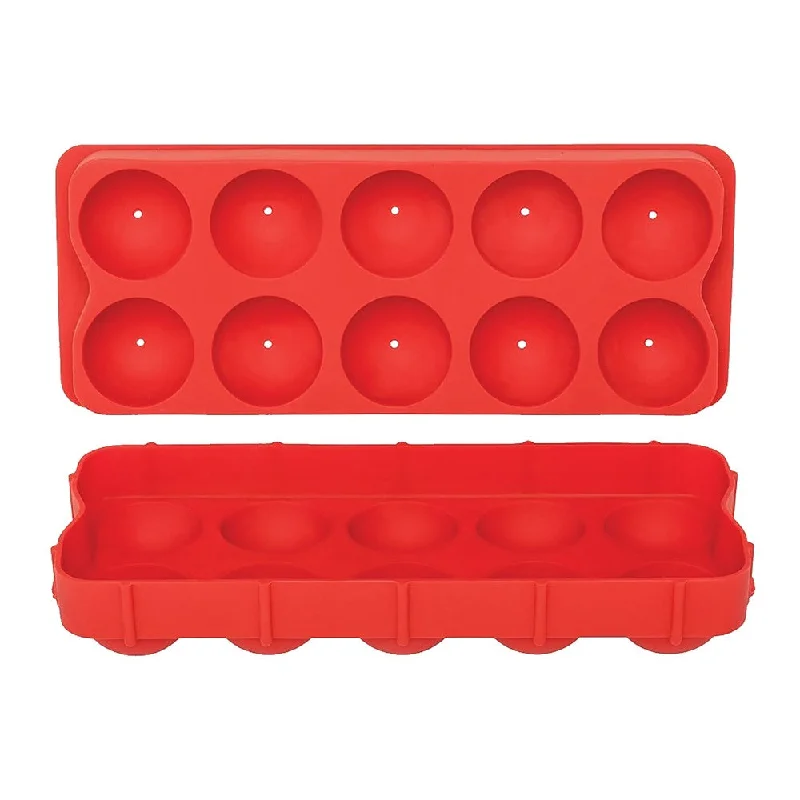 Eco-friendly bamboo knives-Silicone Ice Cube Tray Round Red