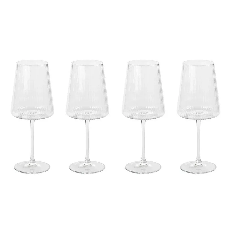 Durable plastic camping cups-Benin Fluted Textured Wine Glasses Set of 4