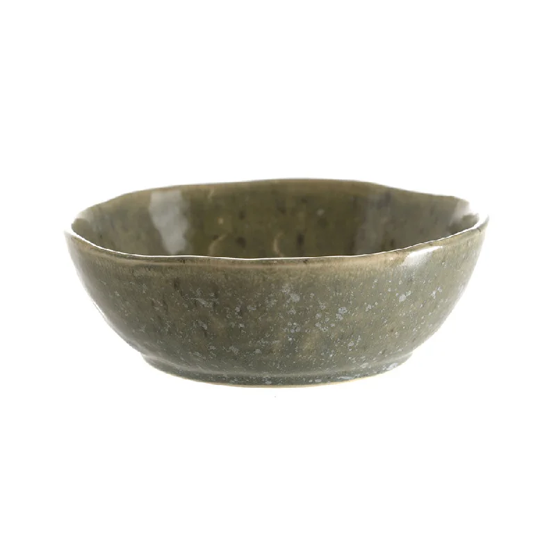 Modern porcelain salad plates-Stoneware Bowl Matte Speckle Green 14x5cm