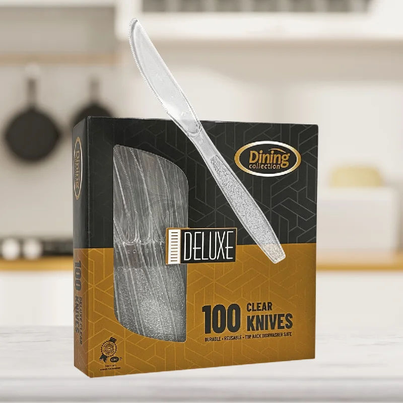 Modern porcelain salad plates-Dining Collection Deluxe Knives (Box) - Clear Plastic - 100 ct. (#06463)