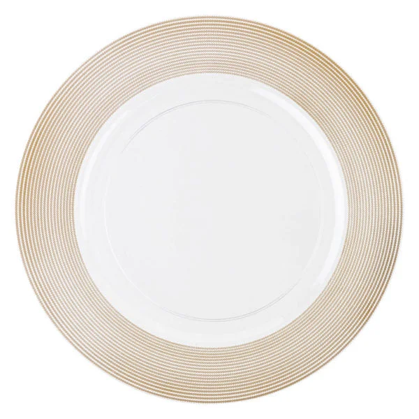 Modern ceramic dessert plates-Clear and Gold Rope Chargers 13″ Round Plastic Charger Plate - 4 Pack