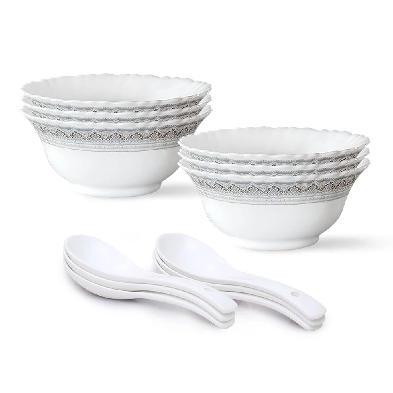 Elegant silver serving bowls-Larah by Borosil Classic Soup Bowl Set