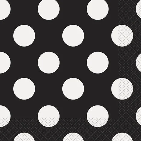 Handmade pottery dinnerware-POLKA DOT NAPKINS BLACK LUNCHEON   16PCS/PK