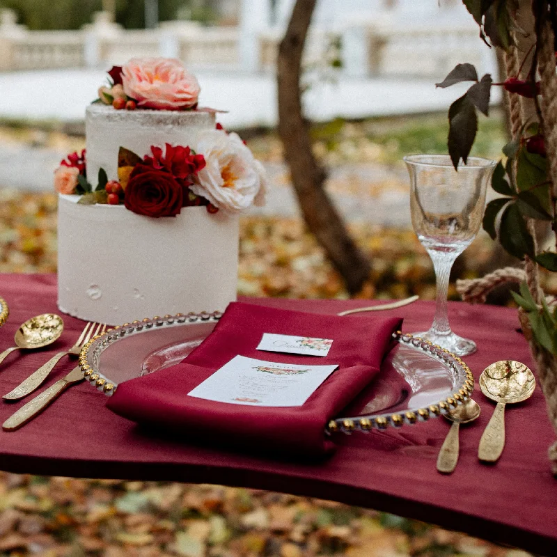 Lightweight bamboo platters-Polyester Napkin 20"x20" - Burgundy