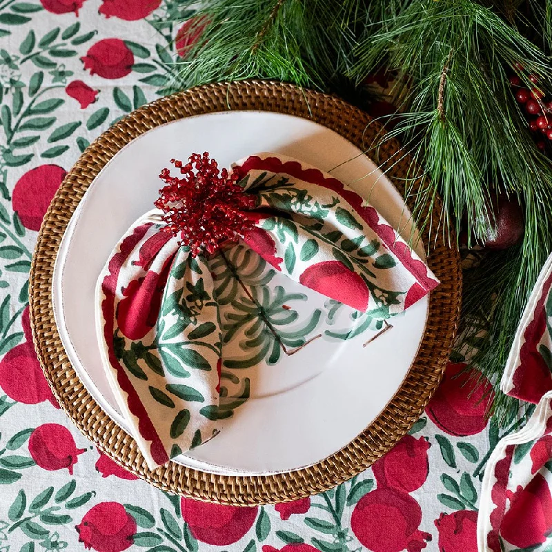 Artisan ceramic dinner trays-Pomegranate Vine Napkin | Set of 4