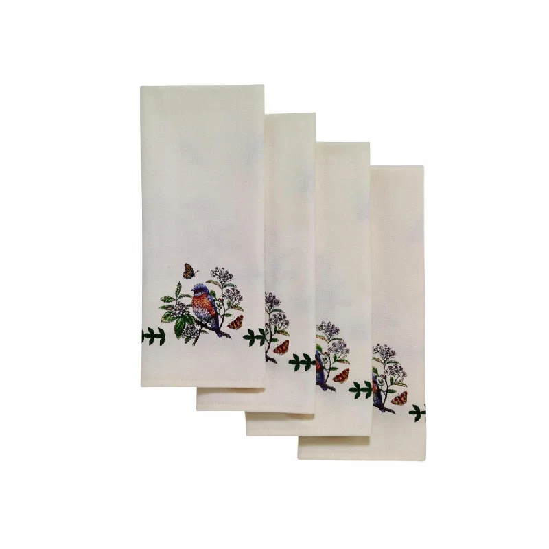 Handmade pottery dinnerware-Botanic Birds Napkin Set Of 4